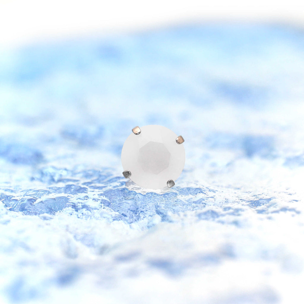 Satin Finish CZ Internally Threaded Titanium Studs - Satin Finish CZ Internally Threaded Titanium Studs - White / 6mm by CRUXJEWELRY