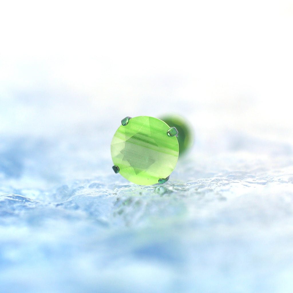 Satin Finish CZ Internally Threaded Titanium Studs - Satin Finish CZ Internally Threaded Titanium Studs - Green / 6mm by CRUXJEWELRY