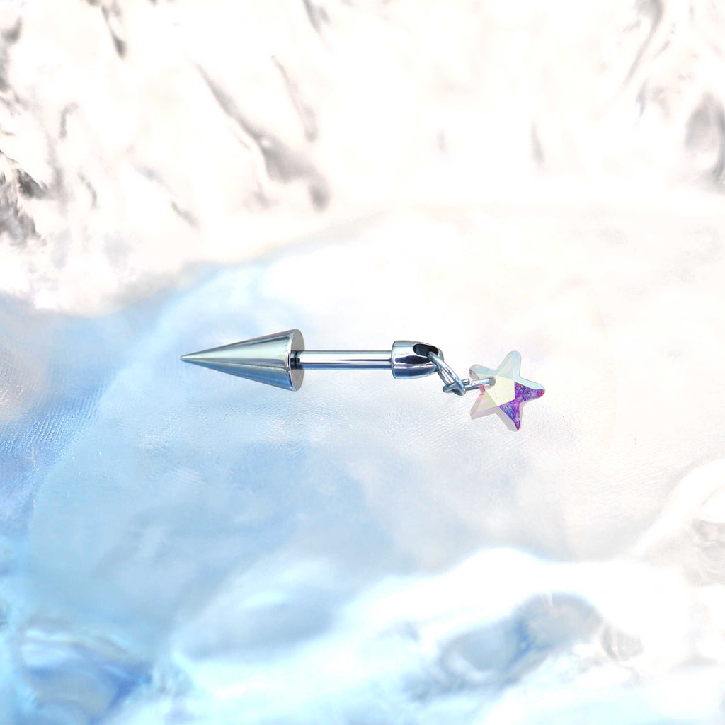 Spike & CZ Rocket Titanium Helix/Lip Studs - Spike & CZ Rocket Titanium Helix/Lip Studs - AB Coating / 6mm by CRUXJEWELRY