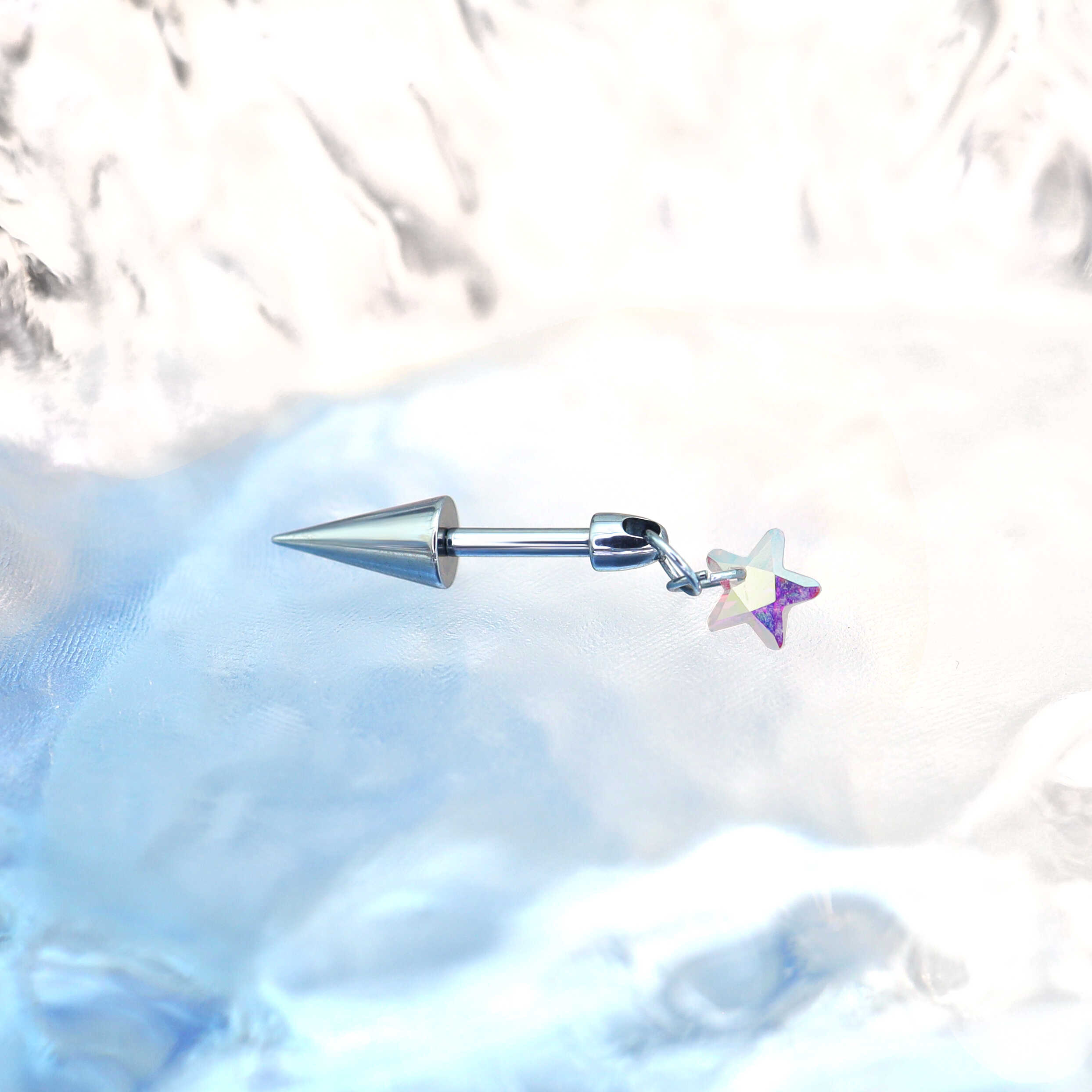 Spike & CZ Rocket Titanium Helix/Lip Studs - Spike & CZ Rocket Titanium Helix/Lip Studs - AB Coating / 6mm by CRUXJEWELRY