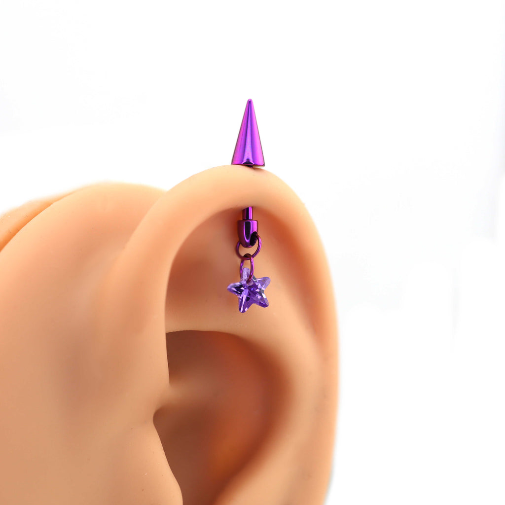 Spike & CZ Rocket Titanium Helix/Lip Studs - Spike & CZ Rocket Titanium Helix/Lip Studs - AB Coating / 6mm by CRUXJEWELRY