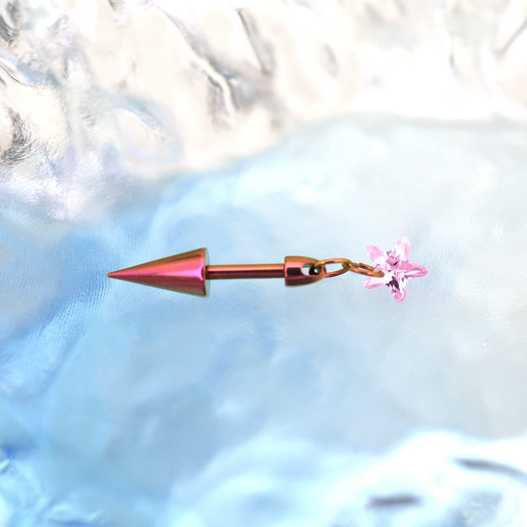 Spike & CZ Rocket Titanium Helix/Lip Studs - Spike & CZ Rocket Titanium Helix/Lip Studs - AB Coating / 6mm by CRUXJEWELRY