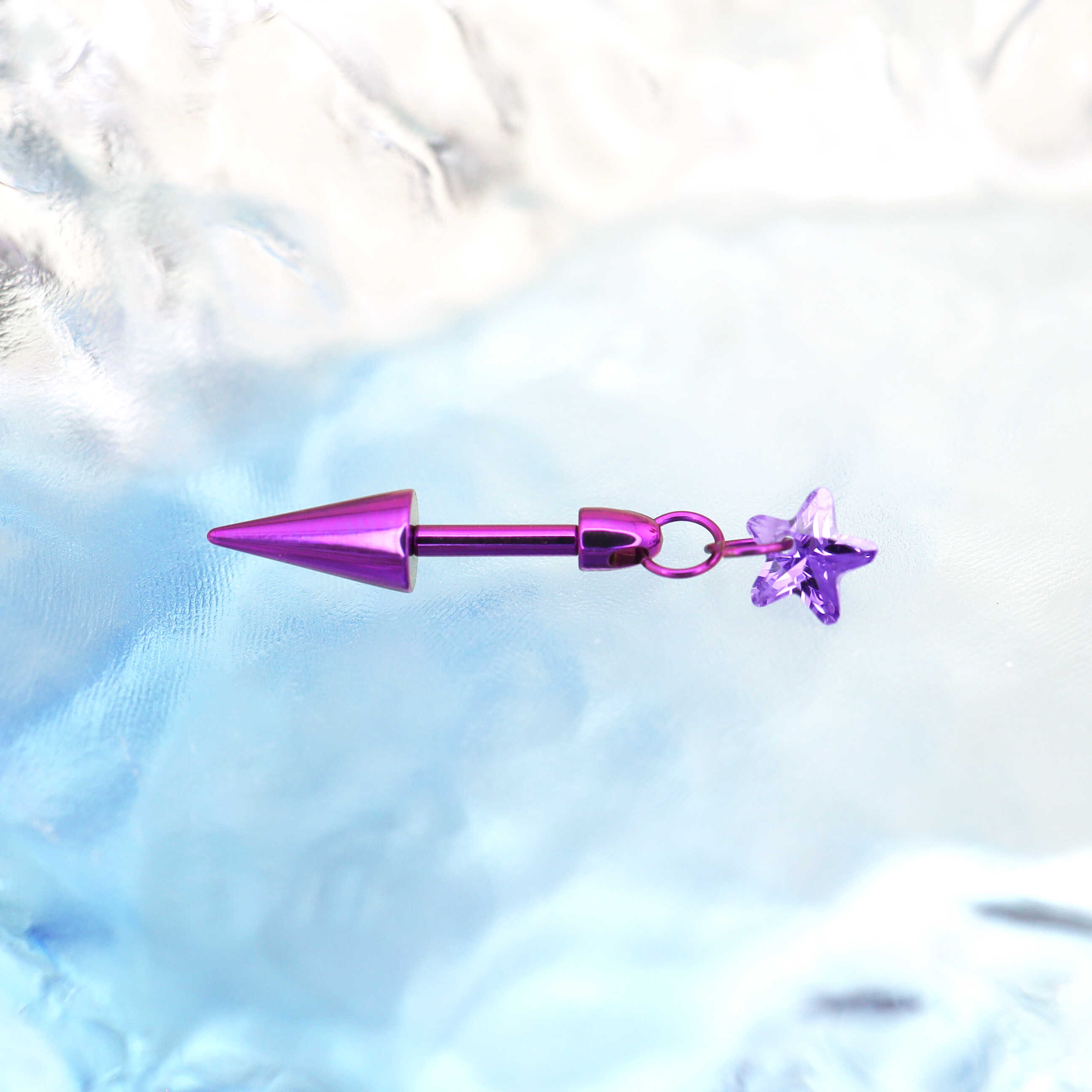 Spike & CZ Rocket Titanium Helix/Lip Studs - Spike & CZ Rocket Titanium Helix/Lip Studs - AB Coating / 6mm by CRUXJEWELRY