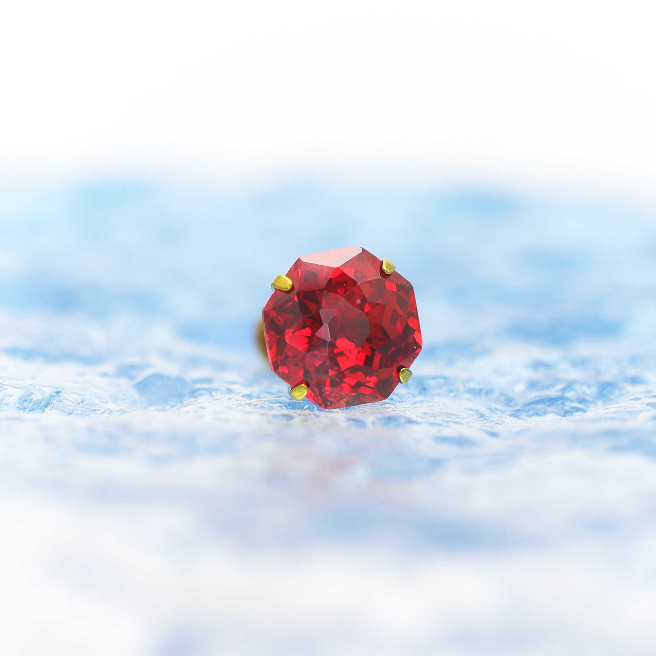 High-Shine CZ Bouquet Internally Threaded Titanium Studs - High-Shine CZ Bouquet Internally Threaded Titanium Studs - Red by CRUXJEWELRY