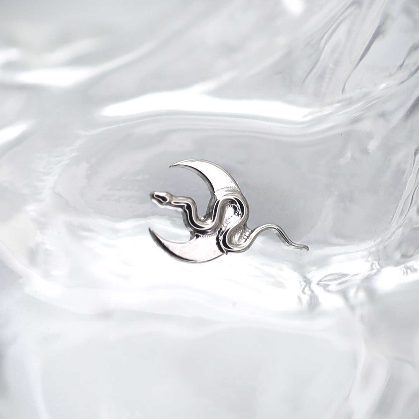 Moon & Snake Internally Threaded Titanium Ear Studs - Moon & Snake Internally Threaded Titanium Ear Studs - Pink-Yellow Gradient / 6mm by CRUXJEWELRY