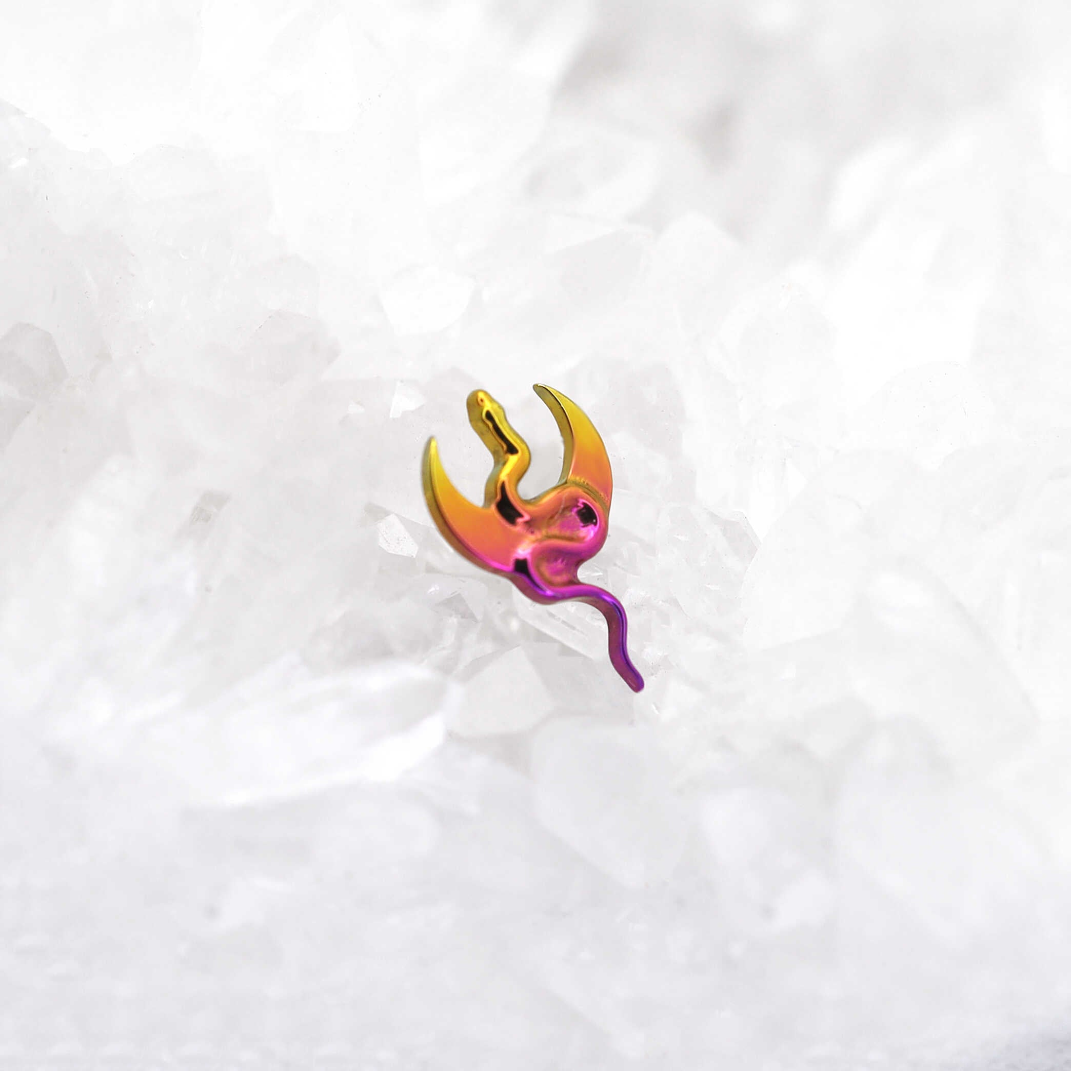 Moon & Snake Internally Threaded Titanium Ear Studs - Moon & Snake Internally Threaded Titanium Ear Studs - Pink-Yellow Gradient / 6mm by CRUXJEWELRY