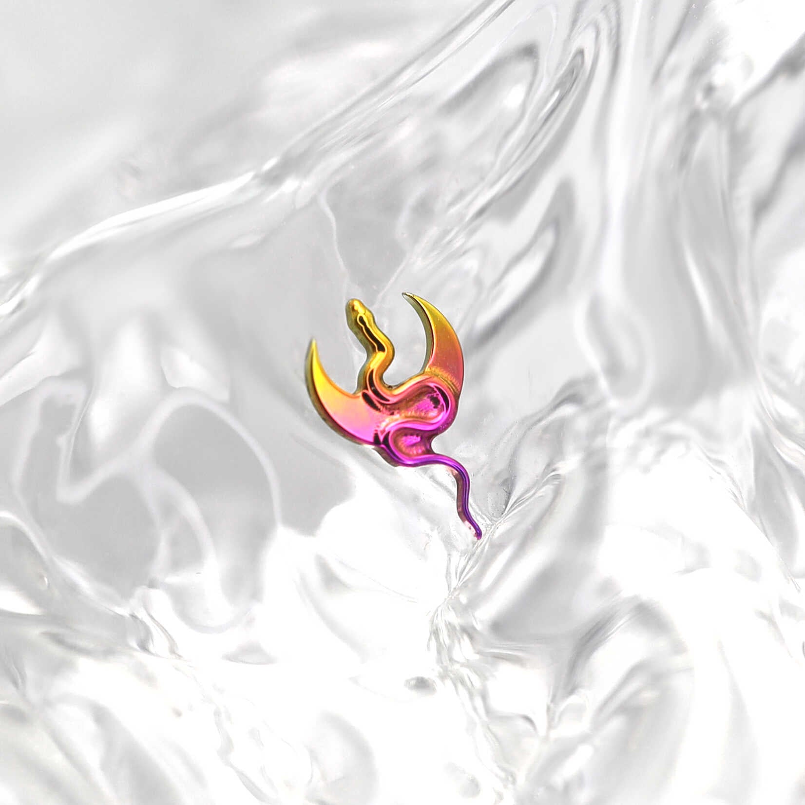 Moon & Snake Internally Threaded Titanium Ear Studs - Moon & Snake Internally Threaded Titanium Ear Studs - Pink-Yellow Gradient / 6mm by CRUXJEWELRY