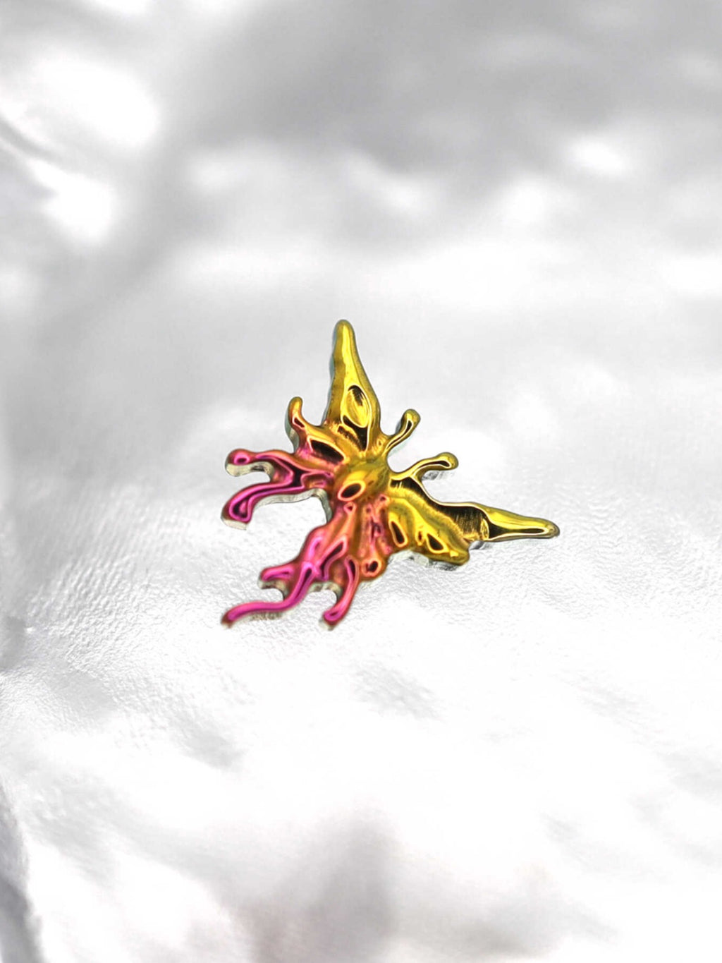 Colorful Engraved Asymmetric Butterfly Internally Threaded Titanium Studs - Colorful Engraved Asymmetric Butterfly Internally Threaded Titanium Studs - Sliver / 5mm by CRUXJEWELRY