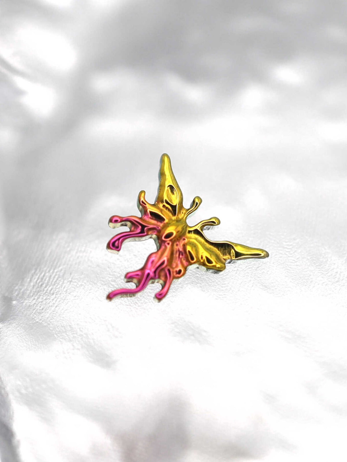 Colorful Engraved Asymmetric Butterfly Internally Threaded Titanium Studs - Colorful Engraved Asymmetric Butterfly Internally Threaded Titanium Studs - Sliver / 5mm by CRUXJEWELRY