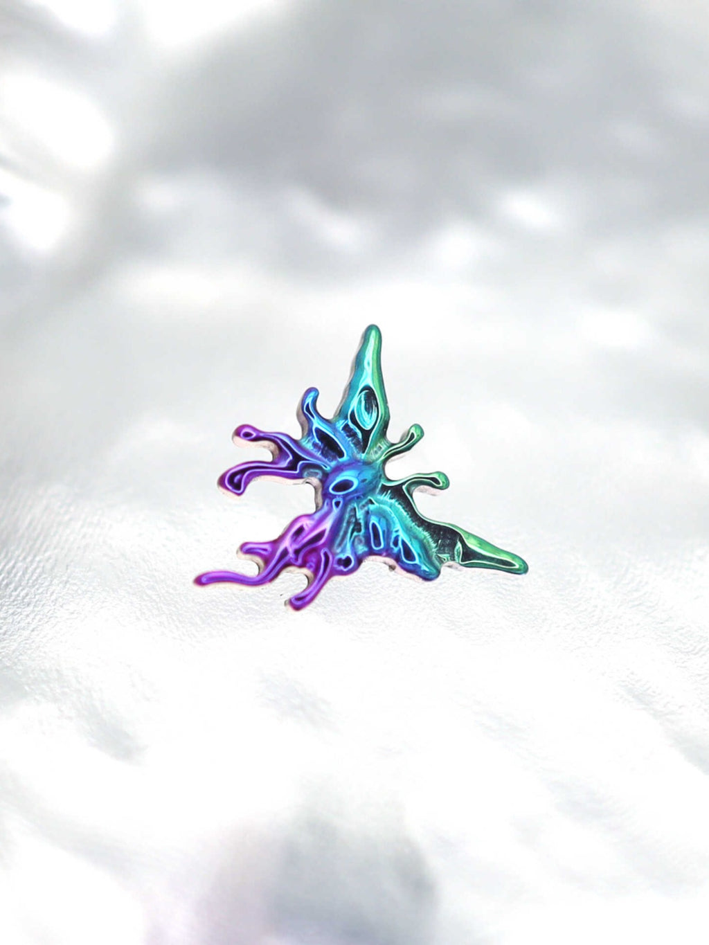 Colorful Engraved Asymmetric Butterfly Internally Threaded Titanium Studs - Colorful Engraved Asymmetric Butterfly Internally Threaded Titanium Studs - Sliver / 5mm by CRUXJEWELRY