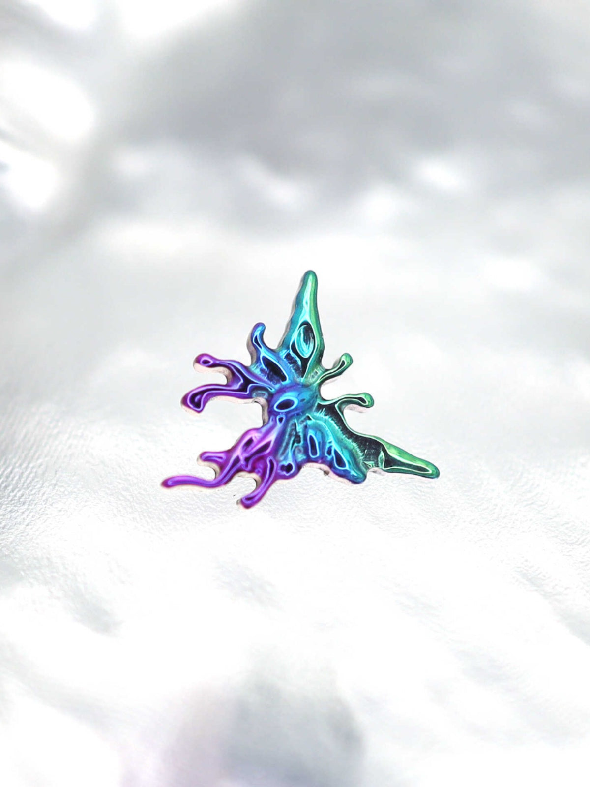 Colorful Engraved Asymmetric Butterfly Internally Threaded Titanium Studs - Colorful Engraved Asymmetric Butterfly Internally Threaded Titanium Studs - Sliver / 5mm by CRUXJEWELRY