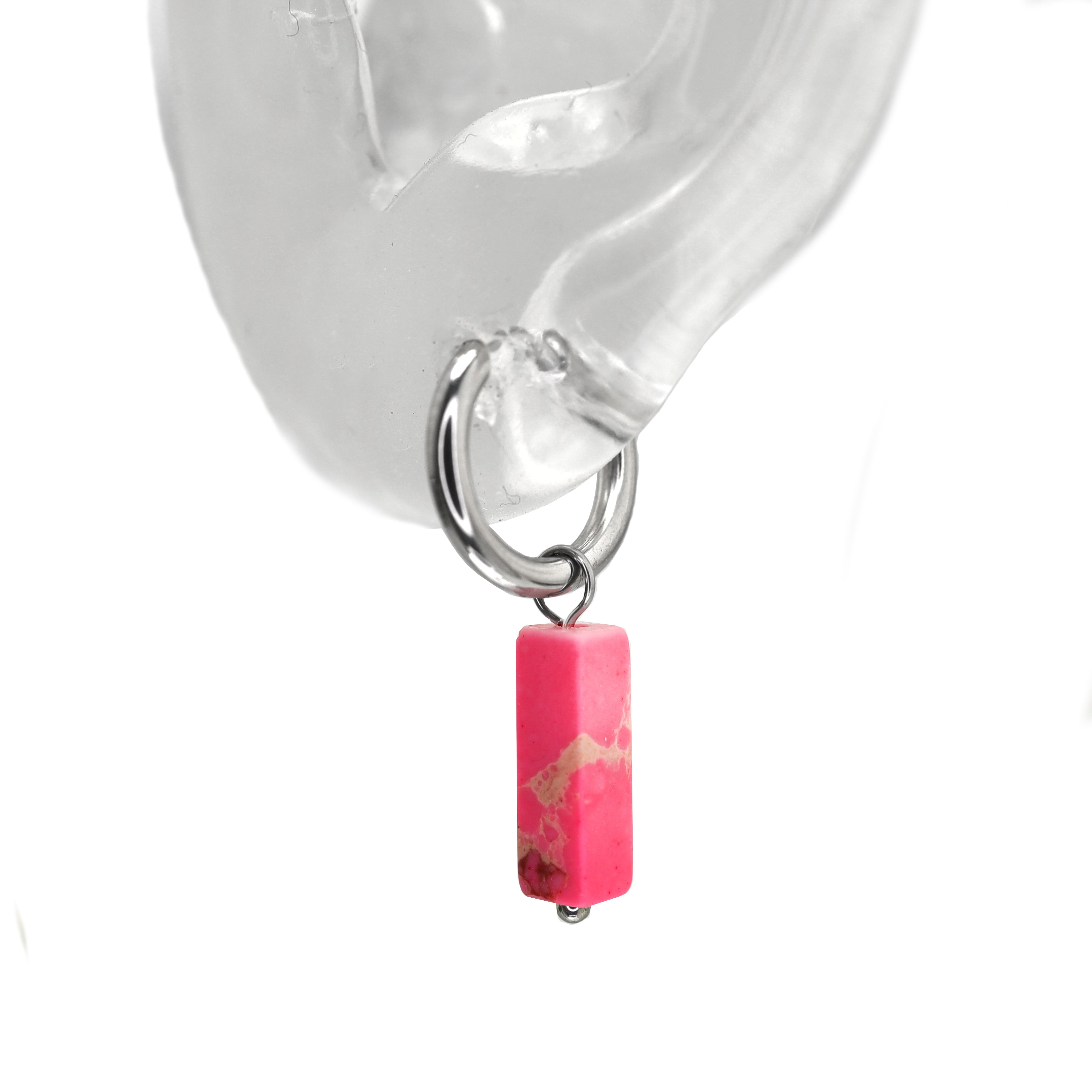 Eastern Aesthetics - Serene Jade & Artisan Ink Wash Jade Earrings - Eastern Aesthetics - Serene Jade & Artisan Ink Wash Jade Earrings - Pair of Pink by CRUXJEWELRY