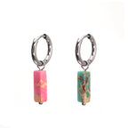 Eastern Aesthetics - Serene Jade & Artisan Ink Wash Jade Earrings - Eastern Aesthetics - Serene Jade & Artisan Ink Wash Jade Earrings - Pair of Pink by CRUXJEWELRY