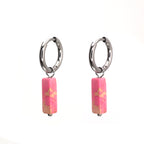 Eastern Aesthetics - Serene Jade & Artisan Ink Wash Jade Earrings - Eastern Aesthetics - Serene Jade & Artisan Ink Wash Jade Earrings - Pair of Pink by CRUXJEWELRY