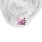 Eastern Aesthetics - Zen Square Emerald Cut Stud Titanium Earrings - Eastern Aesthetics - Zen Square Emerald Cut Stud Titanium Earrings - Pink / 6mm by CRUXJEWELRY