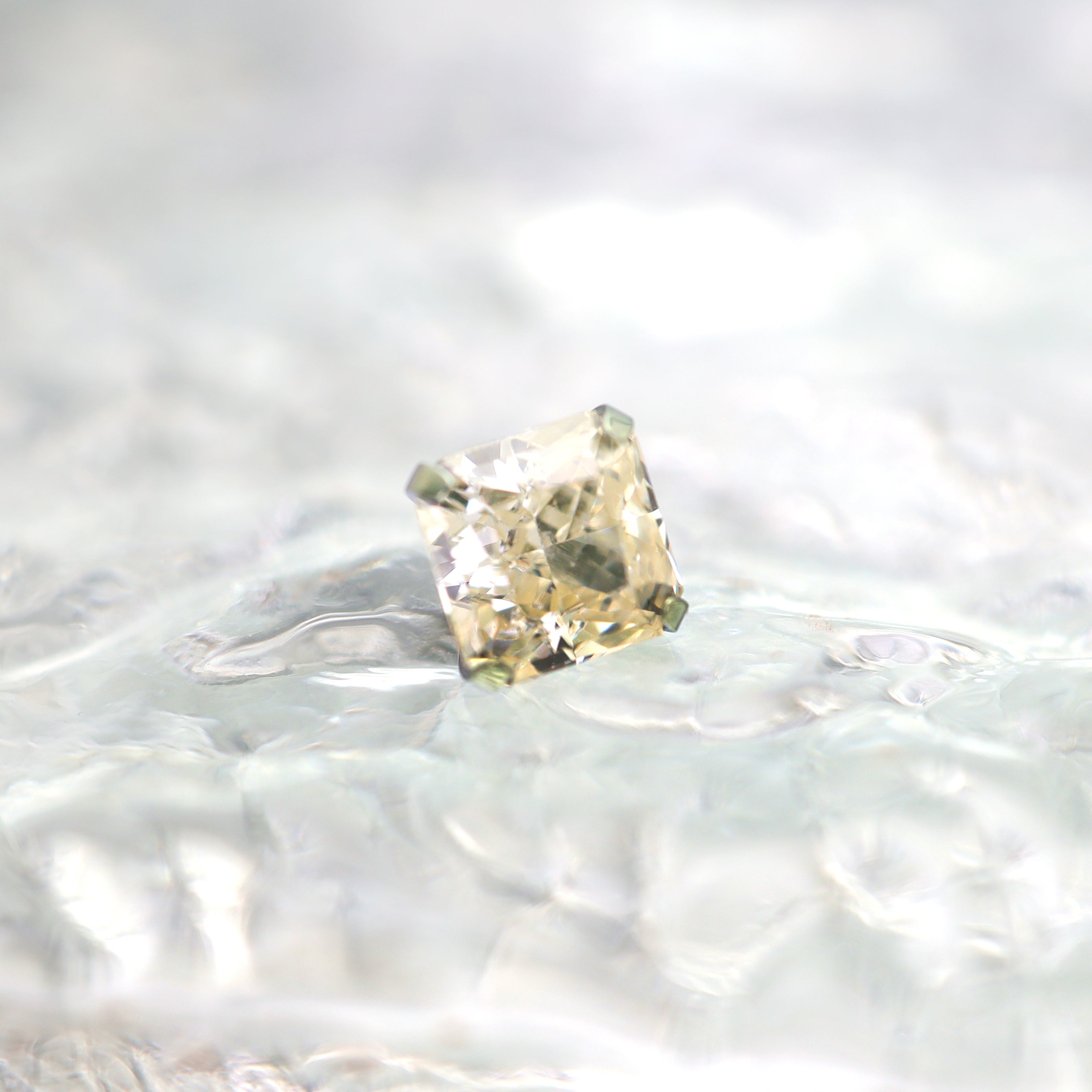 Square Pink & White CZ Titanium Ear Studs - Square Pink & White CZ Titanium Ear Studs - Light Yellow / 6mm / 6mm by CRUXJEWELRY