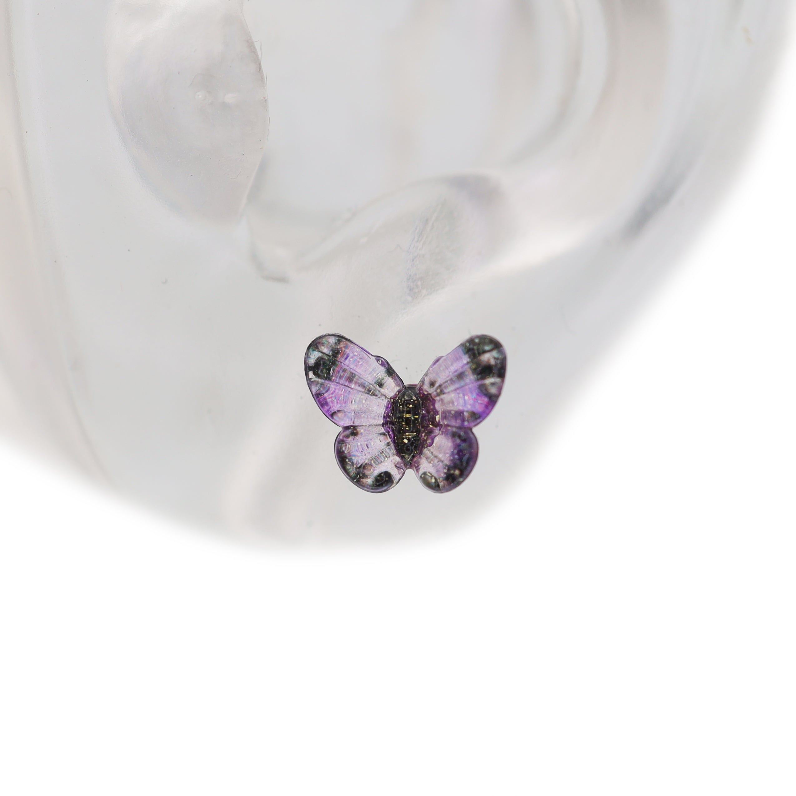 Translucent Gradient Butterfly Titanium Ear Studs - Translucent Gradient Butterfly Titanium Ear Studs - Yellow / Single by CRUXJEWELRY