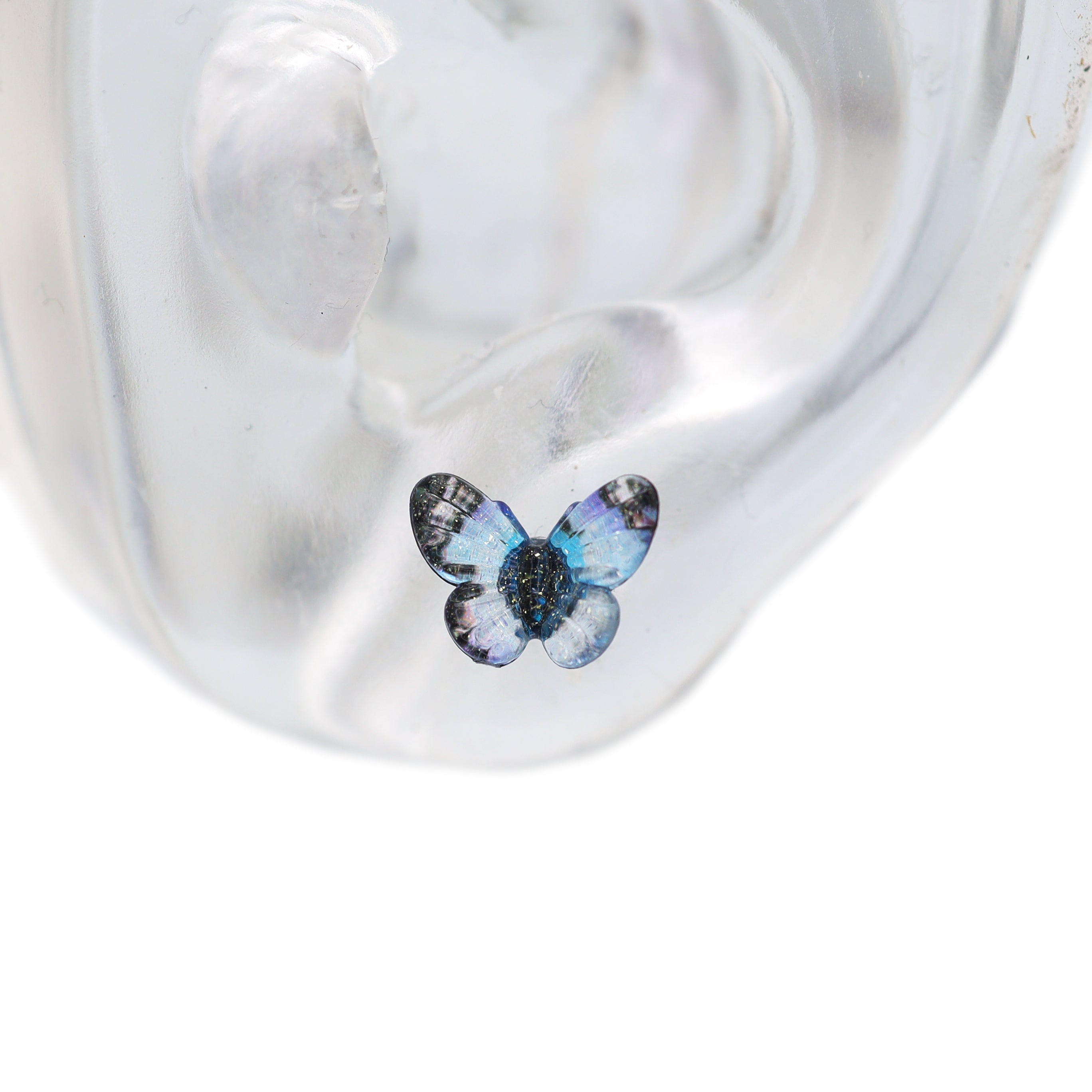 Translucent Gradient Butterfly Titanium Ear Studs - Translucent Gradient Butterfly Titanium Ear Studs - Yellow / Single by CRUXJEWELRY