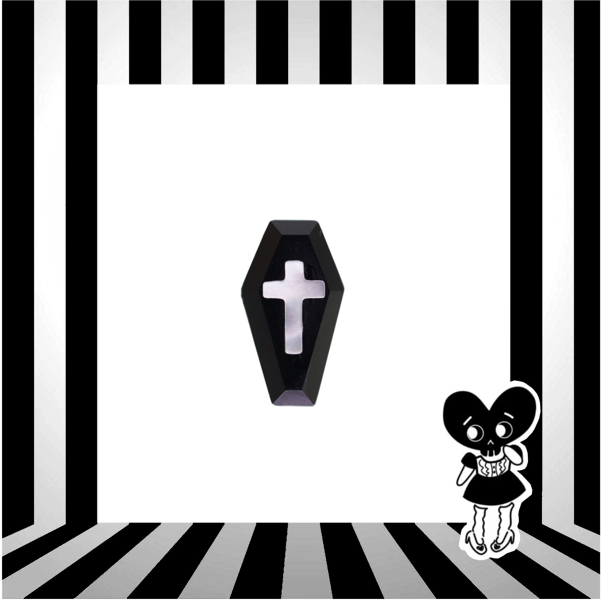 CRUX - MOP Cross Coffin Ear Studs - CRUX - MOP Cross Coffin Ear Studs - Single / 0.8mm/20G by CRUXJEWELRY