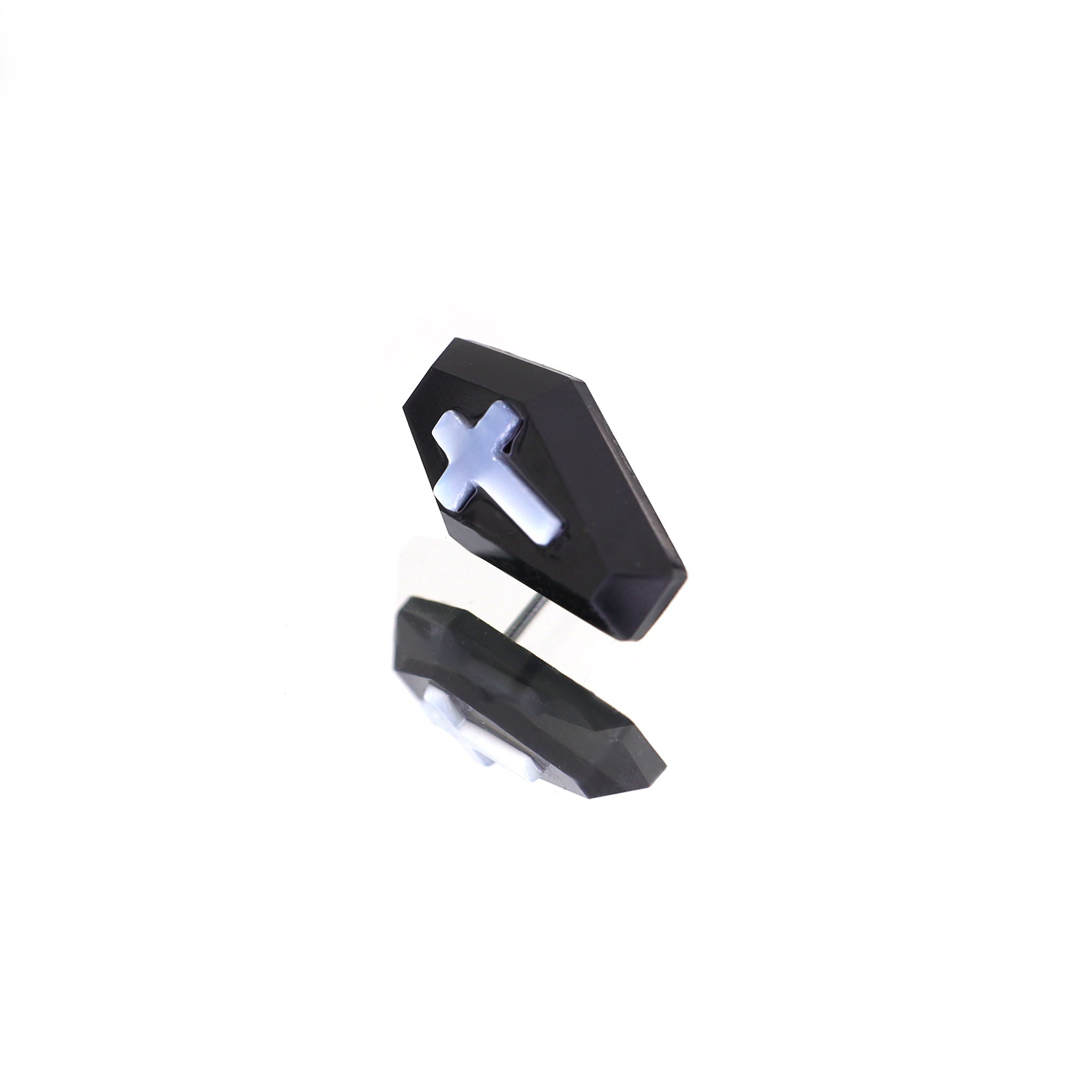 CRUX - MOP Cross Coffin Ear Studs - CRUX - MOP Cross Coffin Ear Studs - Single / 0.8mm/20G by CRUXJEWELRY