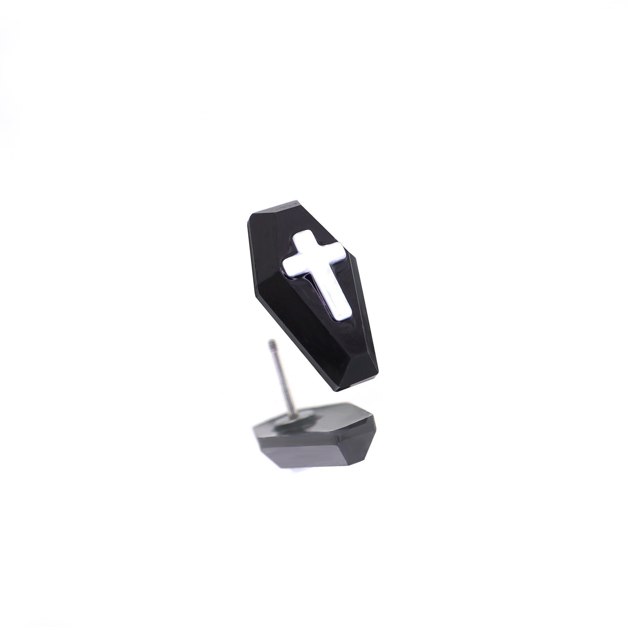 CRUX - MOP Cross Coffin Ear Studs - CRUX - MOP Cross Coffin Ear Studs - Single / 0.8mm/20G by CRUXJEWELRY