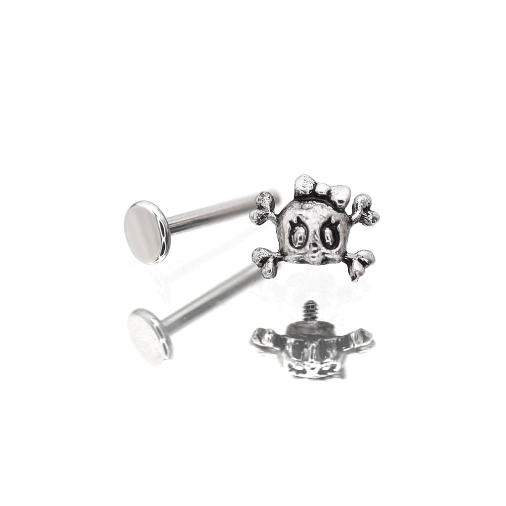CRUX - Skull Bow Internally Threaded stainless steel Studs - CRUX - Skull Bow Internally Threaded stainless steel Studs - 6mm by CRUXJEWELRY
