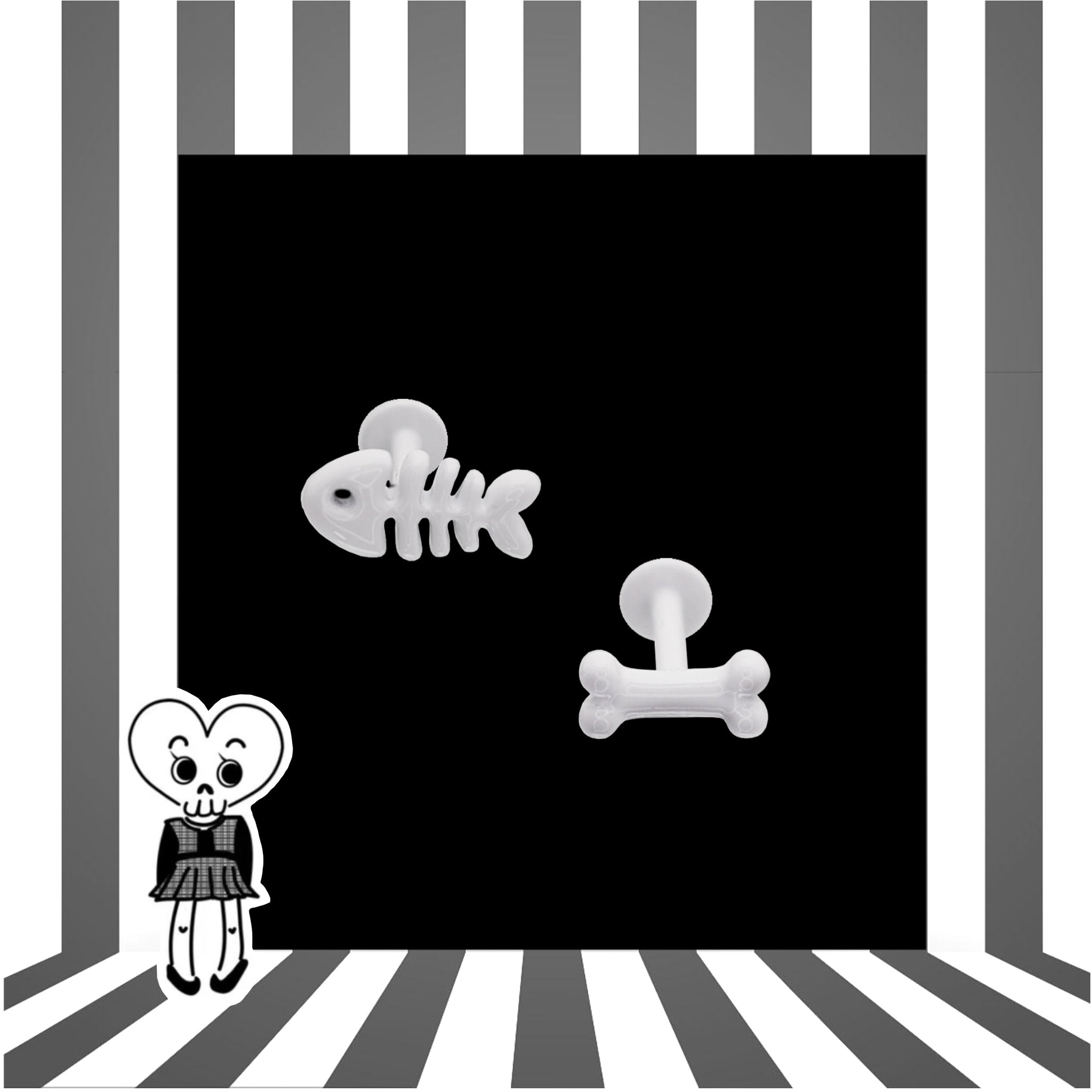 CRUX - White Fishbone Internally Threaded stainless steel Studs - CRUX - White Fishbone Internally Threaded stainless steel Studs - Fishbone / 8mm by CRUXJEWELRY