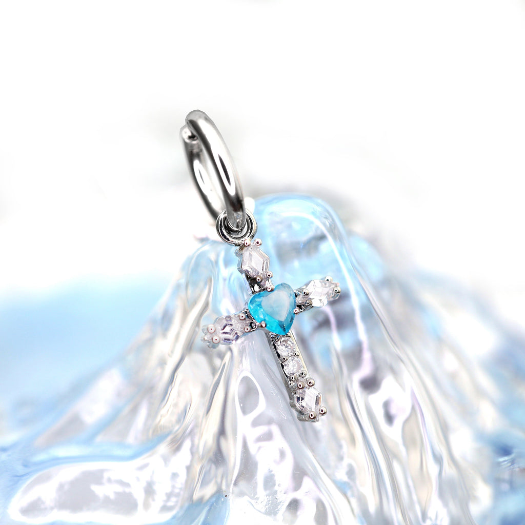 CRUX - PAIR OF Heart CZ Large Cross stainless steel Earrings - CRUX - PAIR OF Heart CZ Large Cross stainless steel Earrings - Red by CRUXJEWELRY