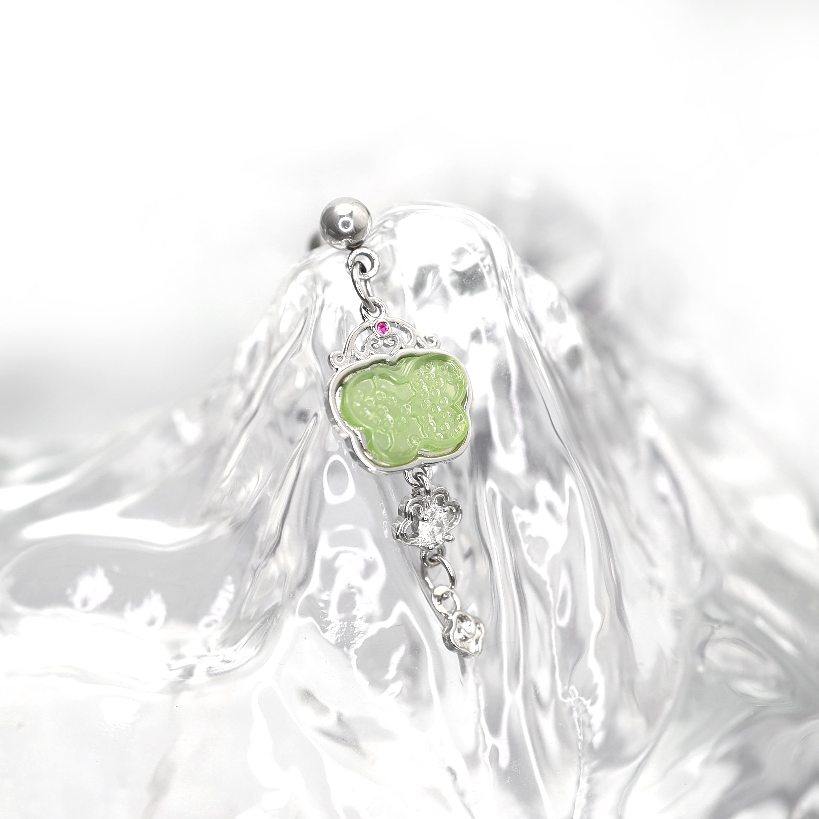 Eastern Aesthetics - Butterfly Jade Externally Threaded Stainless Steel Studs - Eastern Aesthetics - Butterfly Jade Externally Threaded Stainless Steel Studs - 0.8mm/20G by CRUXJEWELRY