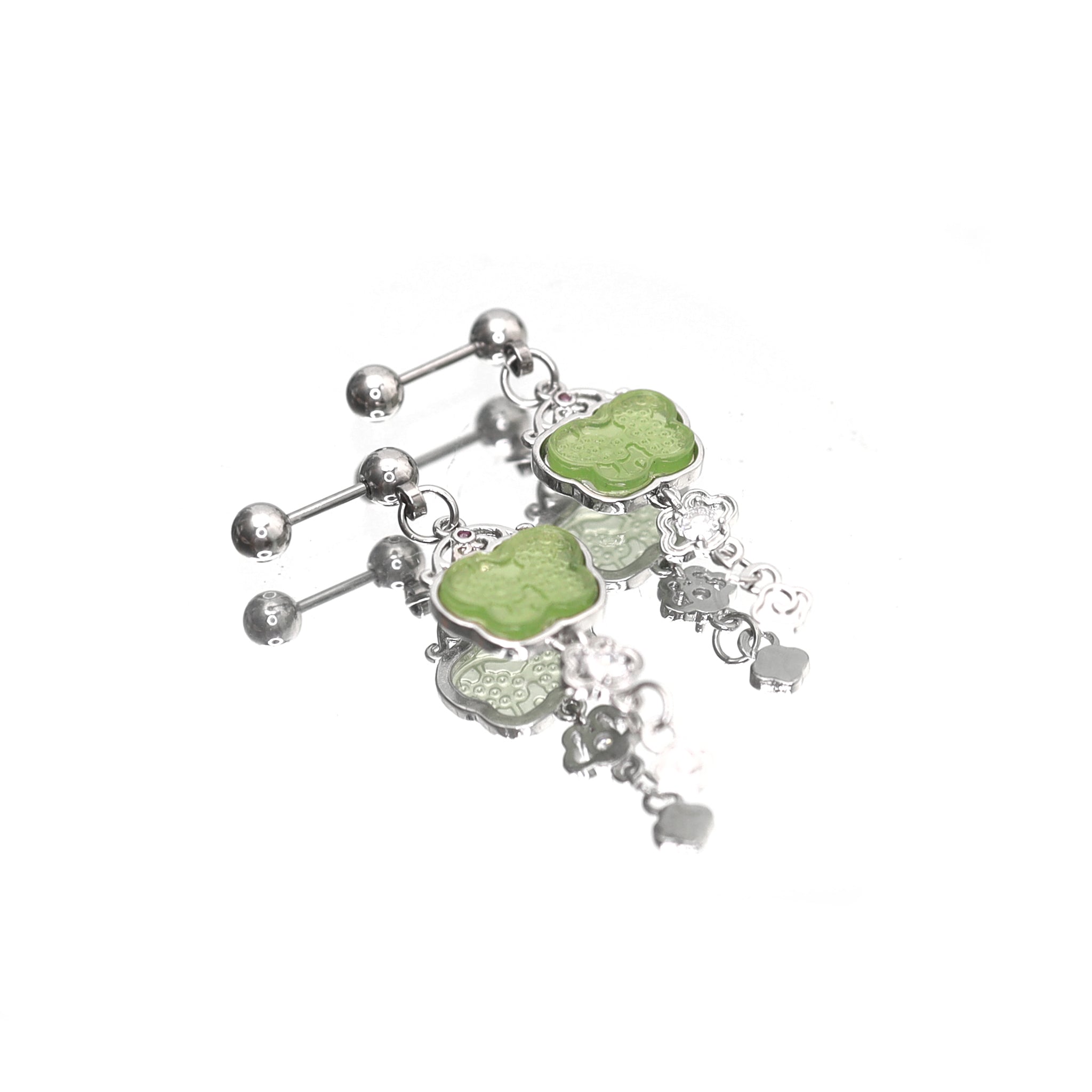 Eastern Aesthetics - Butterfly Jade Externally Threaded Stainless Steel Studs - Eastern Aesthetics - Butterfly Jade Externally Threaded Stainless Steel Studs - 0.8mm/20G by CRUXJEWELRY