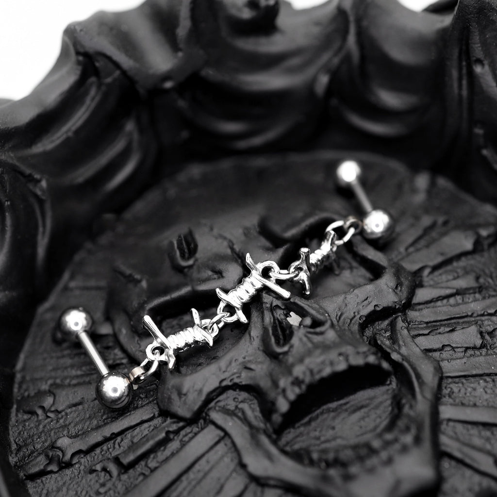 Knotted Bondage Double Hole Stainless Steel Ear Studs - Knotted Bondage Double Hole Stainless Steel Ear Studs - Default Title by CRUXJEWELRY