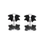 Black & White Heart Bow Stainless Steel Ear Studs - Black & White Heart Bow Stainless Steel Ear Studs - Single / 0.8mm/20G by CRUXJEWELRY