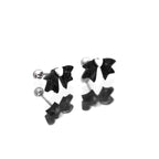 Black & White Heart Bow Stainless Steel Ear Studs - Black & White Heart Bow Stainless Steel Ear Studs - Single / 0.8mm/20G by CRUXJEWELRY
