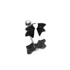 Black & White Heart Bow Stainless Steel Ear Studs - Black & White Heart Bow Stainless Steel Ear Studs - Single / 0.8mm/20G by CRUXJEWELRY