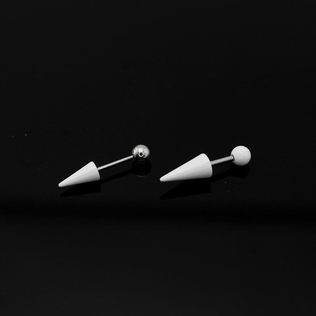 White Enamel Externally Threaded stainless steel Helix Studs - White Enamel Externally Threaded stainless steel Helix Studs - Small by CRUXJEWELRY