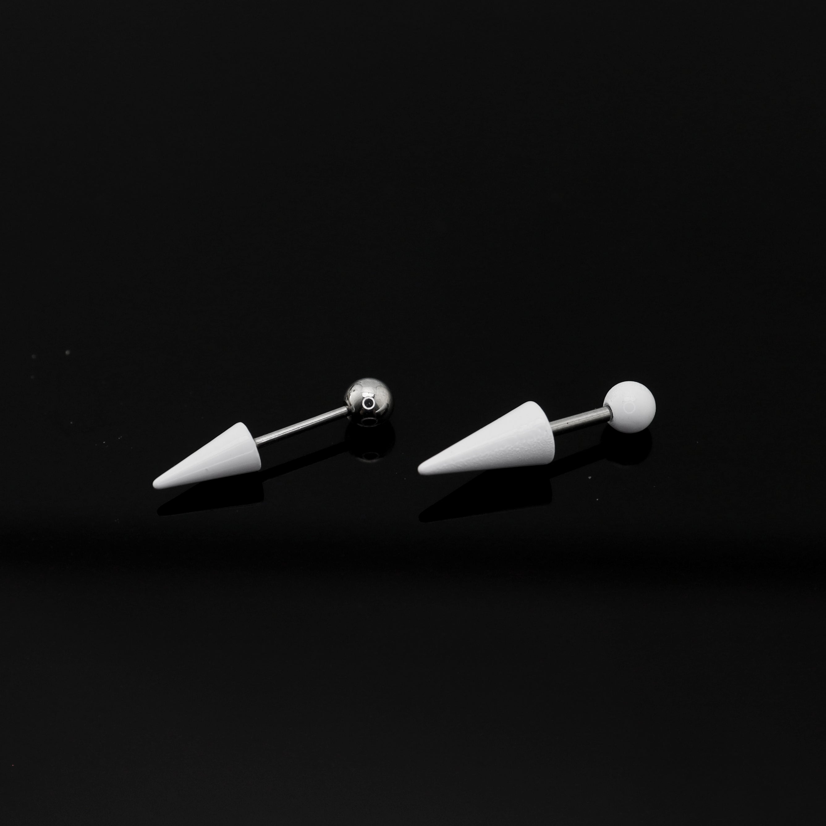 White Enamel Externally Threaded stainless steel Helix Studs - White Enamel Externally Threaded stainless steel Helix Studs - Small by CRUXJEWELRY