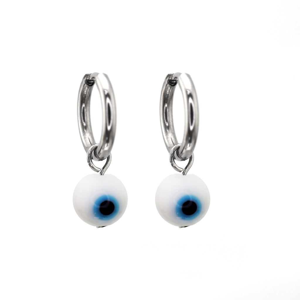 PAIR OF Blue Eyeball Pendant stainless steel Earrings - PAIR OF Blue Eyeball Pendant stainless steel Earrings - Default Title by CRUXJEWELRY