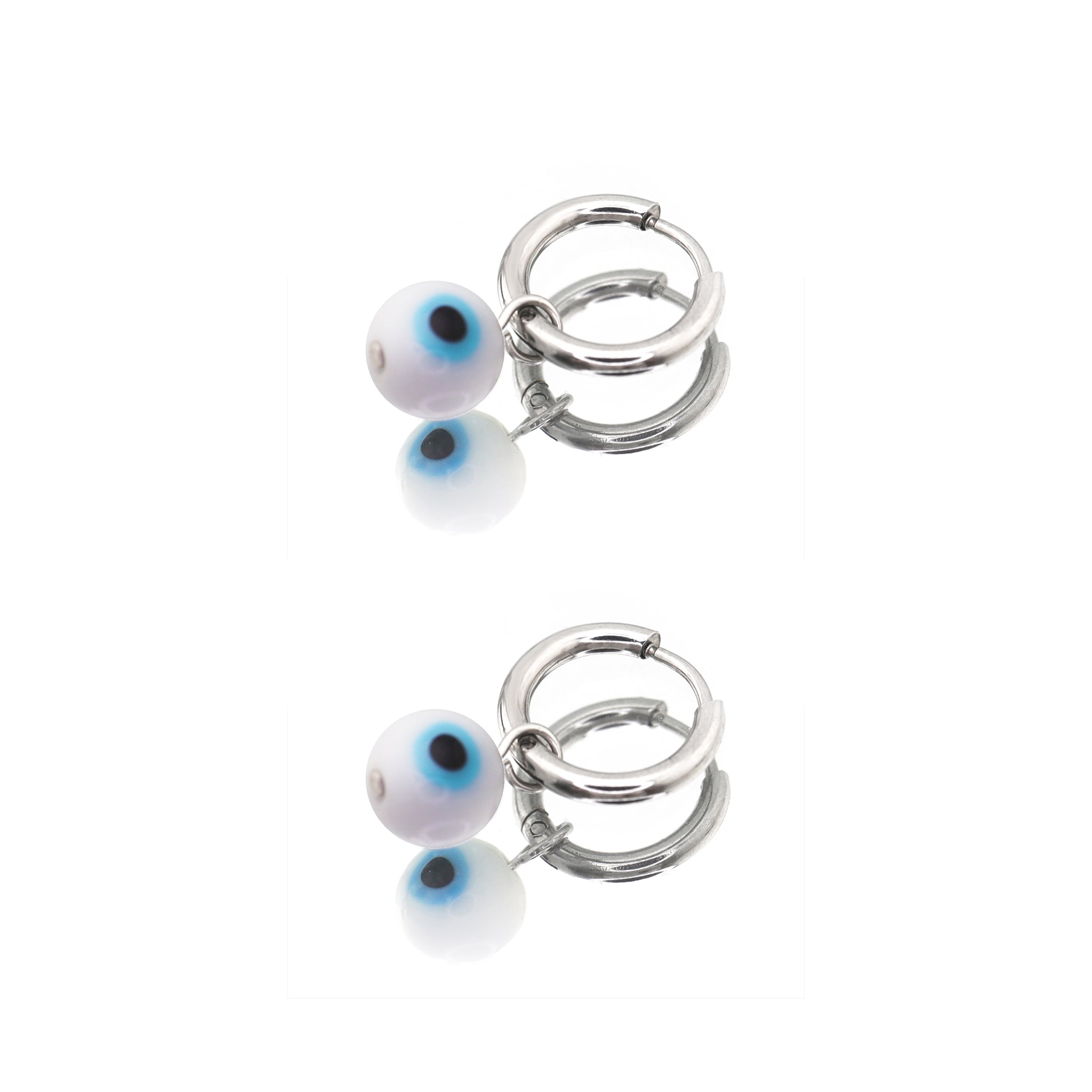 PAIR OF Blue Eyeball Pendant stainless steel Earrings - PAIR OF Blue Eyeball Pendant stainless steel Earrings - Default Title by CRUXJEWELRY