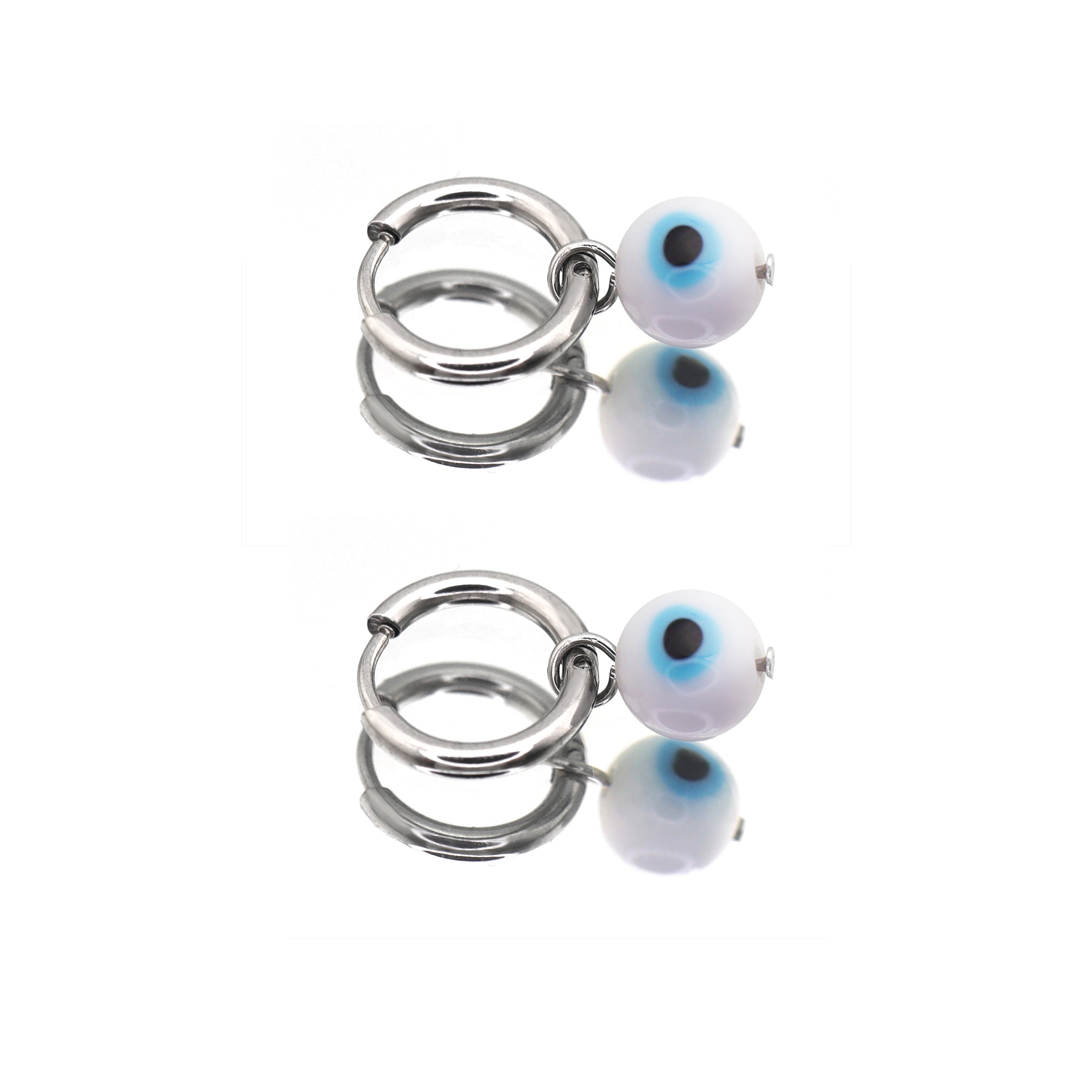 PAIR OF Blue Eyeball Pendant stainless steel Earrings - PAIR OF Blue Eyeball Pendant stainless steel Earrings - Default Title by CRUXJEWELRY