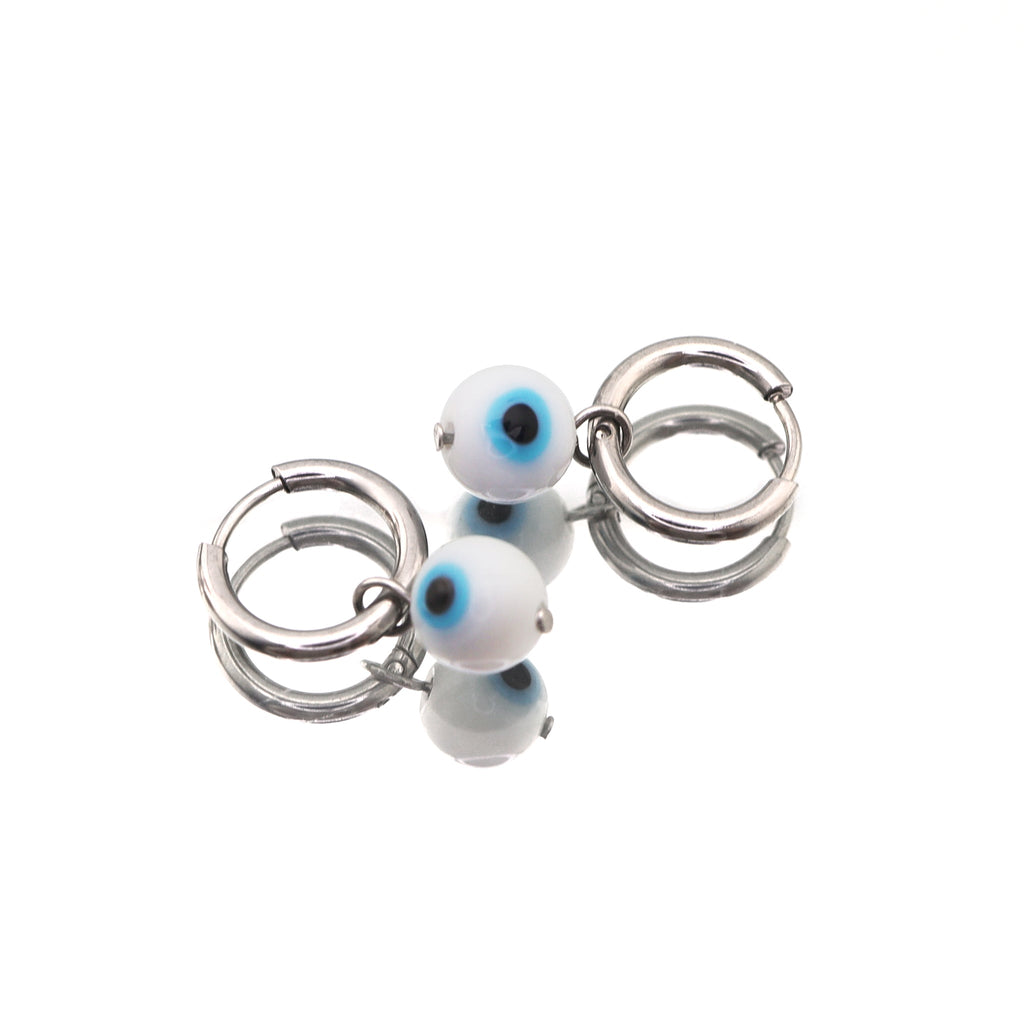 PAIR OF Blue Eyeball Pendant stainless steel Earrings - PAIR OF Blue Eyeball Pendant stainless steel Earrings - Default Title by CRUXJEWELRY