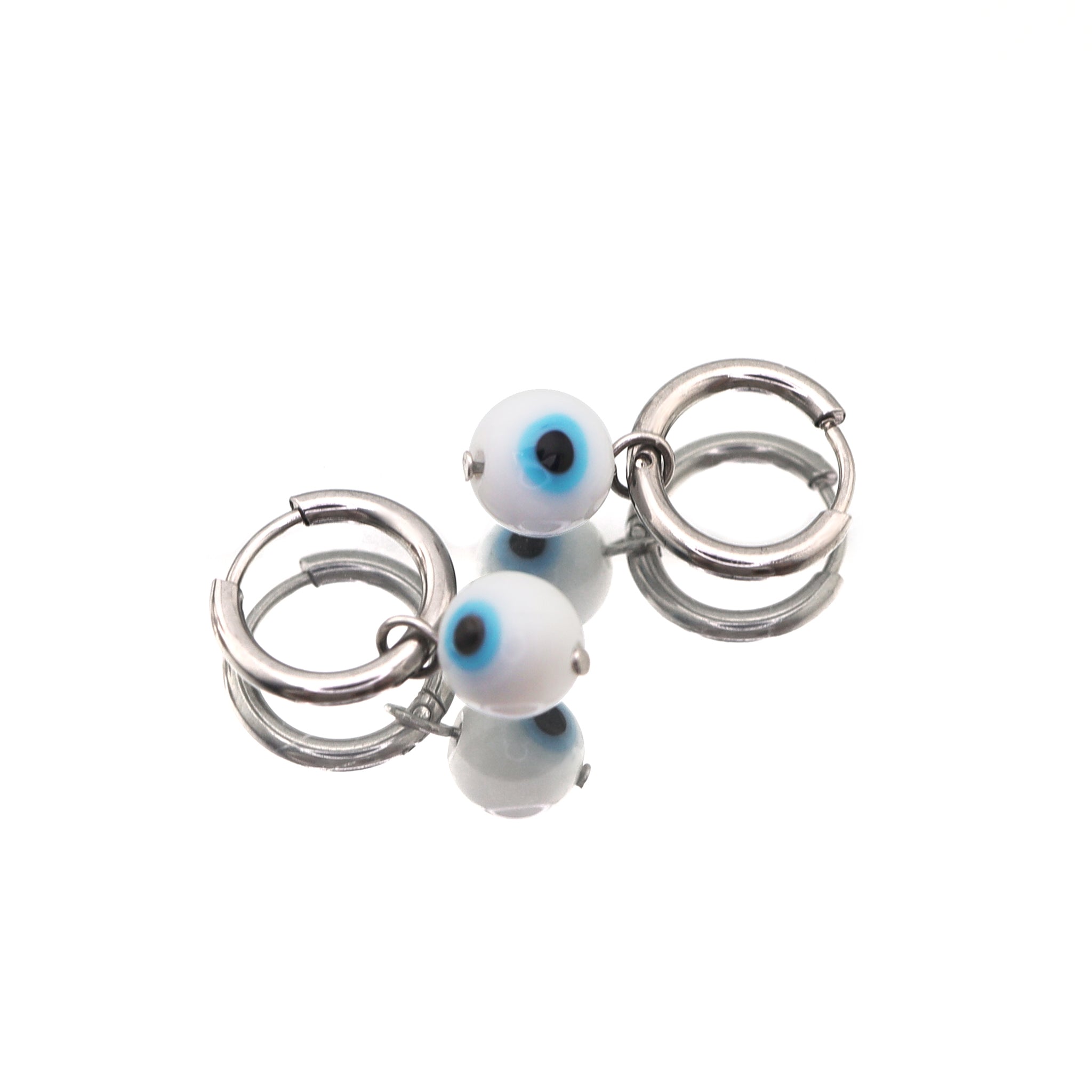PAIR OF Blue Eyeball Pendant stainless steel Earrings - PAIR OF Blue Eyeball Pendant stainless steel Earrings - Default Title by CRUXJEWELRY