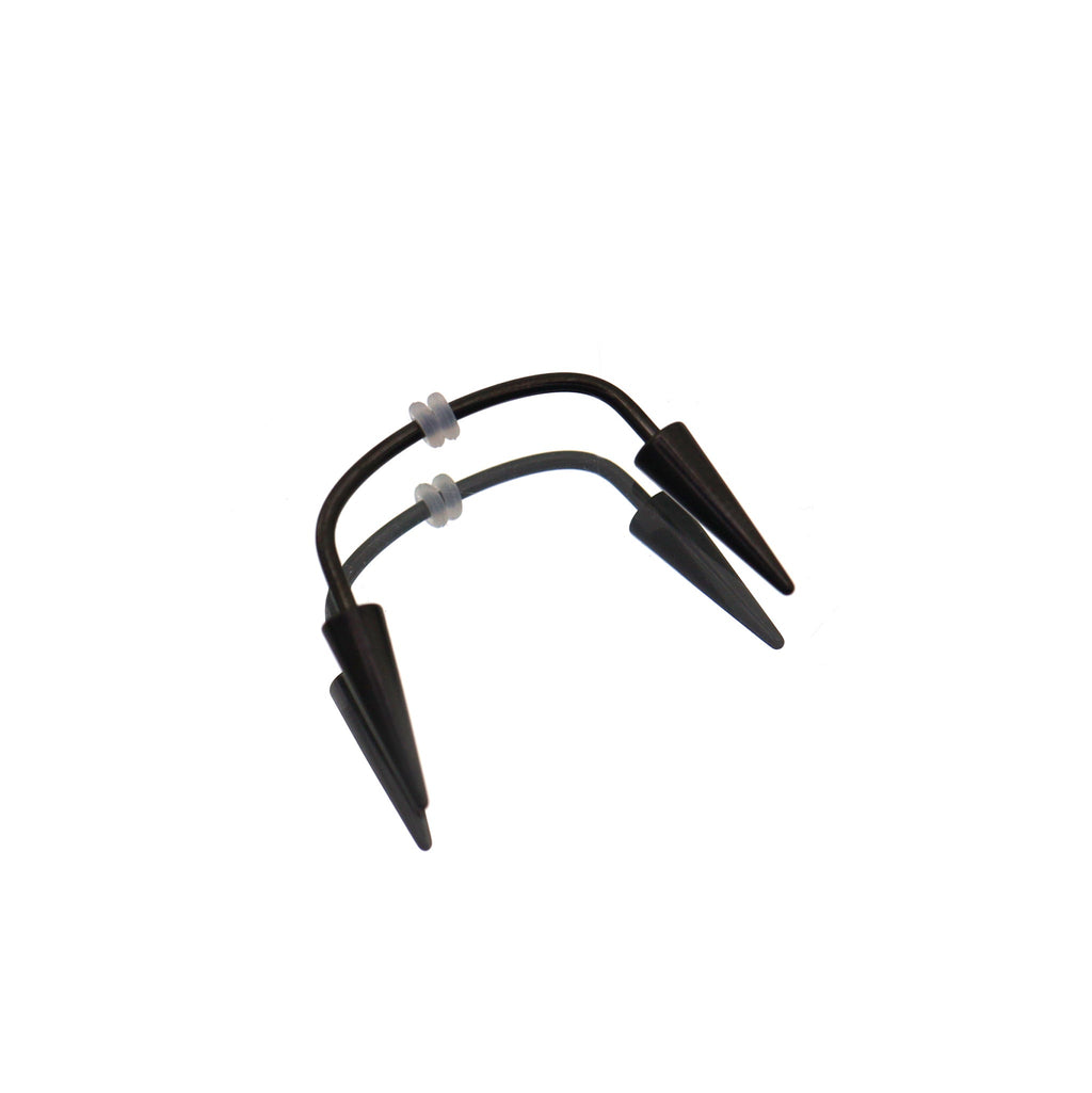 Black & White Fangs Dracula Stainless Steel Canine Spike Barbell - Black & White Fangs Dracula Stainless Steel Canine Spike Barbell - Black by CRUXJEWELRY