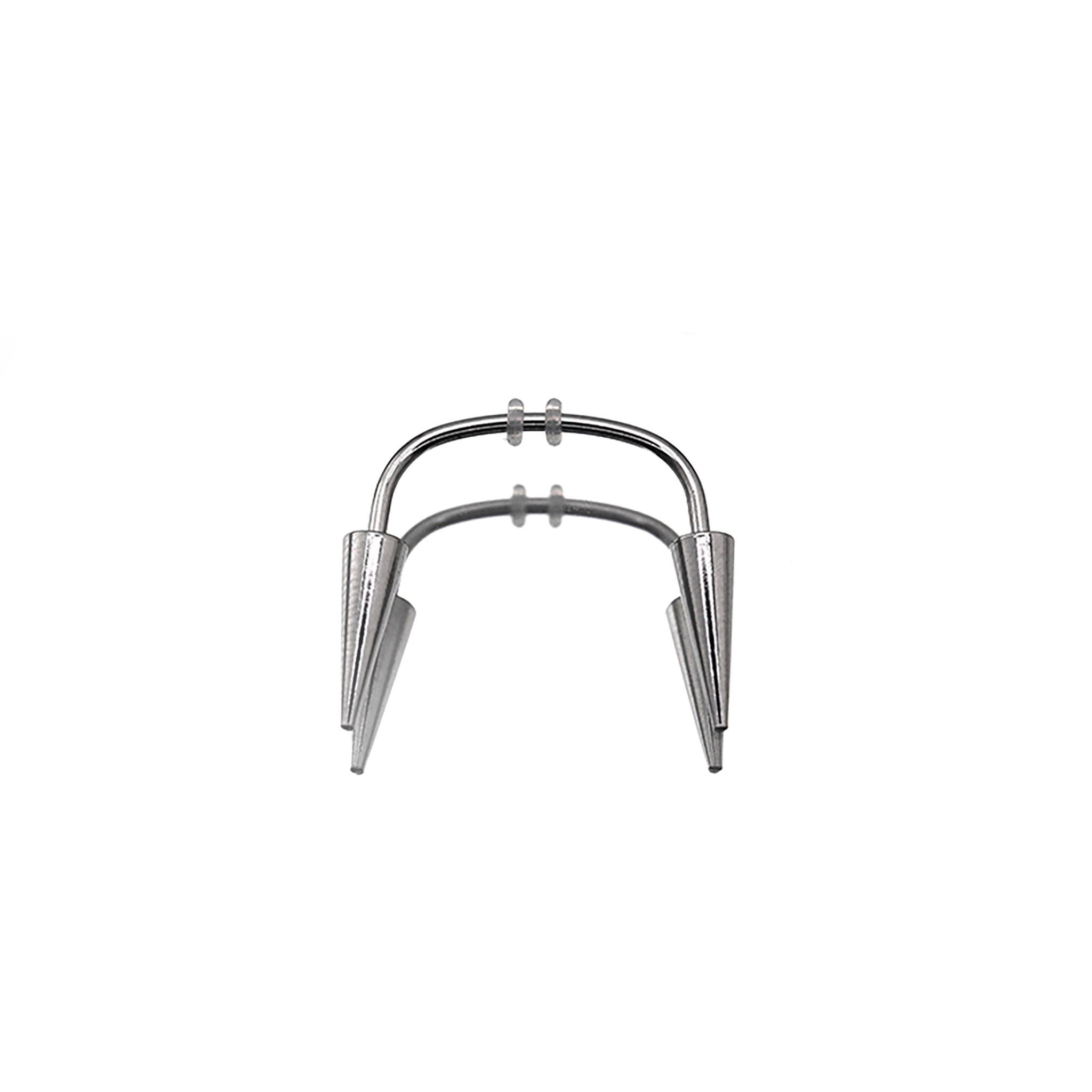 Black & White Fangs Dracula Stainless Steel Canine Spike Barbell - Black & White Fangs Dracula Stainless Steel Canine Spike Barbell - Sliver by CRUXJEWELRY