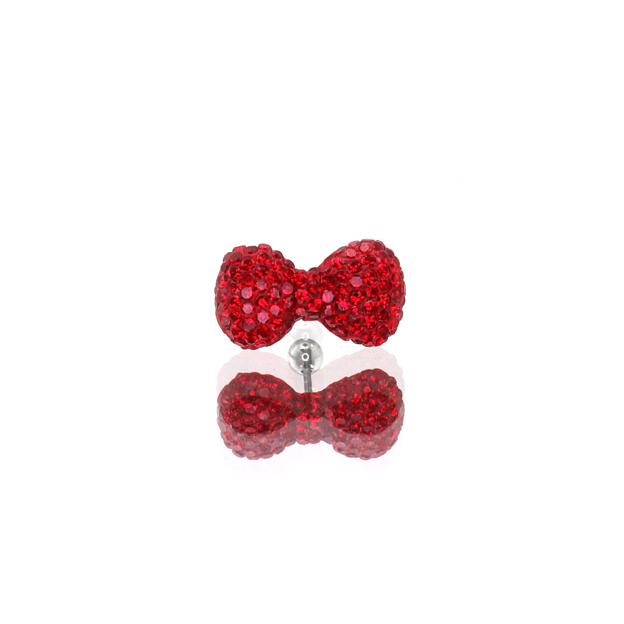 Christmas - Large Full CZ Bow Tie Stainless Steel Ear Studs - Christmas - Large Full CZ Bow Tie Stainless Steel Ear Studs - Red / Single / 0.8mm/20G by CRUXJEWELRY