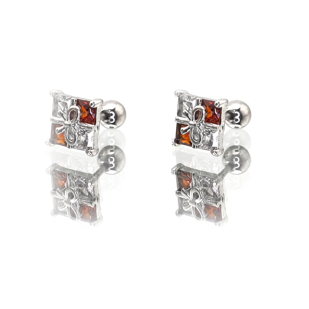 Christmas - Gift Box CZ stainless steel Ear Studs - Christmas - Gift Box CZ stainless steel Ear Studs - Set / 0.8mm/20G by CRUXJEWELRY