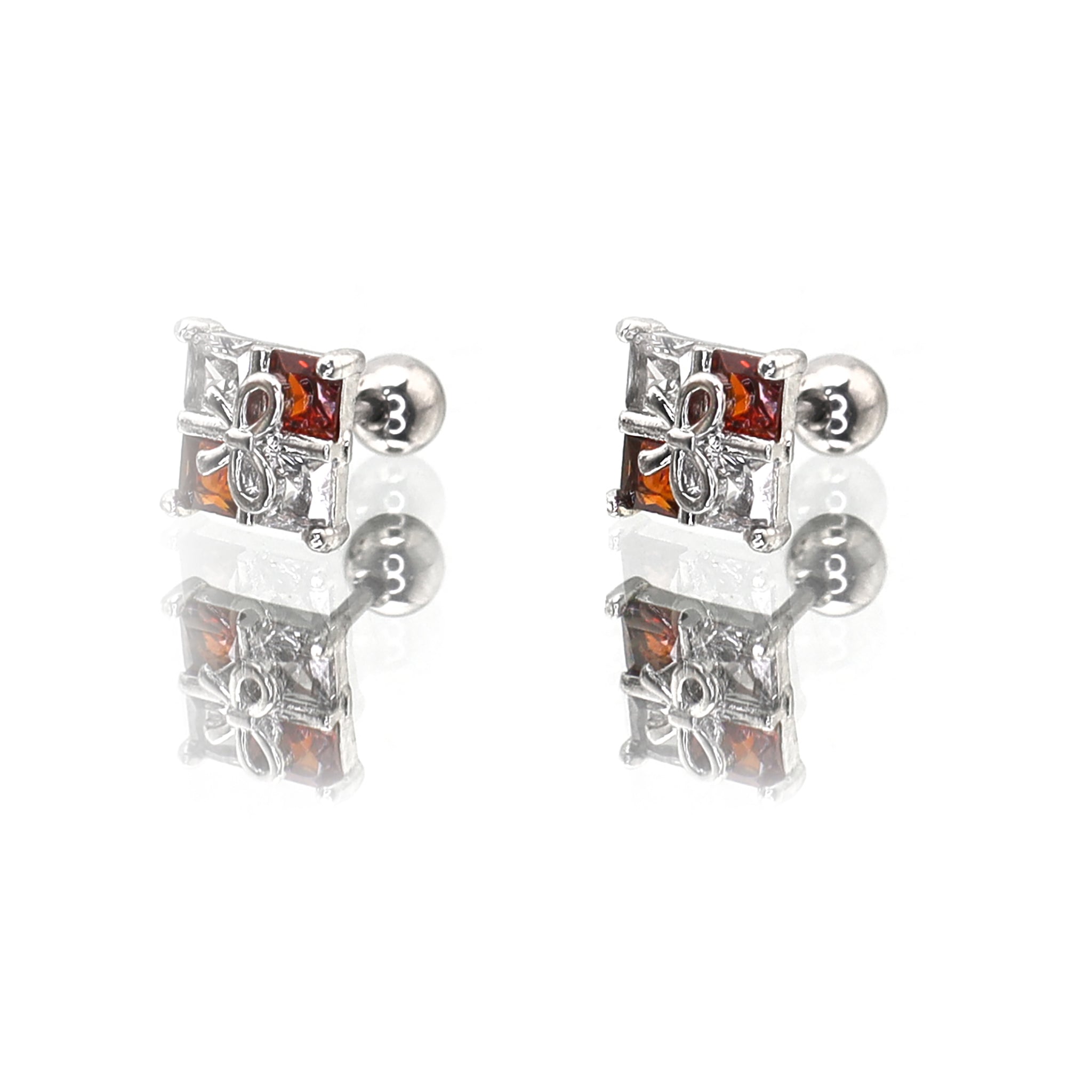 Christmas - Gift Box CZ stainless steel Ear Studs - Christmas - Gift Box CZ stainless steel Ear Studs - Set / 0.8mm/20G by CRUXJEWELRY
