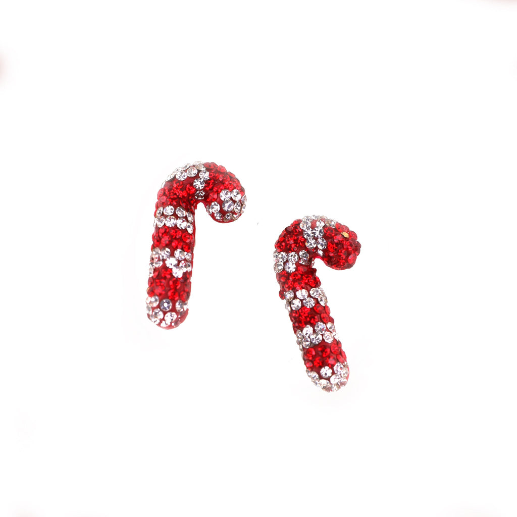 Christmas - Large Candy Cane Stainless Steel Ear Studs - Christmas - Large Candy Cane Stainless Steel Ear Studs - Single / 0.8mm/20G by CRUXJEWELRY
