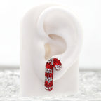 Christmas - Large Candy Cane Stainless Steel Ear Studs - Christmas - Large Candy Cane Stainless Steel Ear Studs - Single / 0.8mm/20G by CRUXJEWELRY