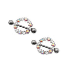Pair of Pentagram Floral Halo Stainless Steel Nipple Rings - product image 3
