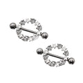 Pair of Pentagram Floral Halo Stainless Steel Nipple Rings - product image 2